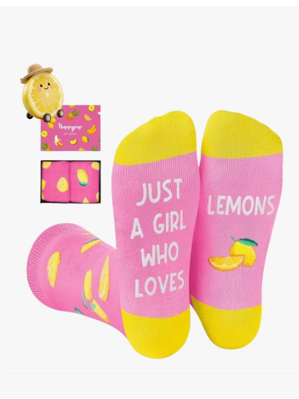 Lemon novelty socks just a girl who loves lemons with novelty gift box
